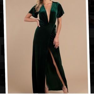 TOBI green velvet maxi wrap dress SMALL